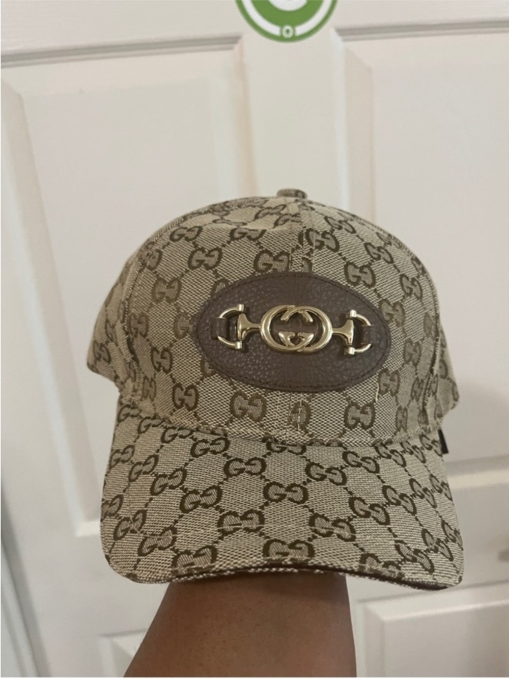 Cute fashion Monogram Baseball Cap with Brown Trim and Gold Hardware